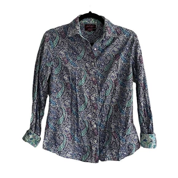 LIBERTY ART FABRICS Lord & Taylor Cotton Floral Print Button Front Shirt XS - Picture 1 of 6
